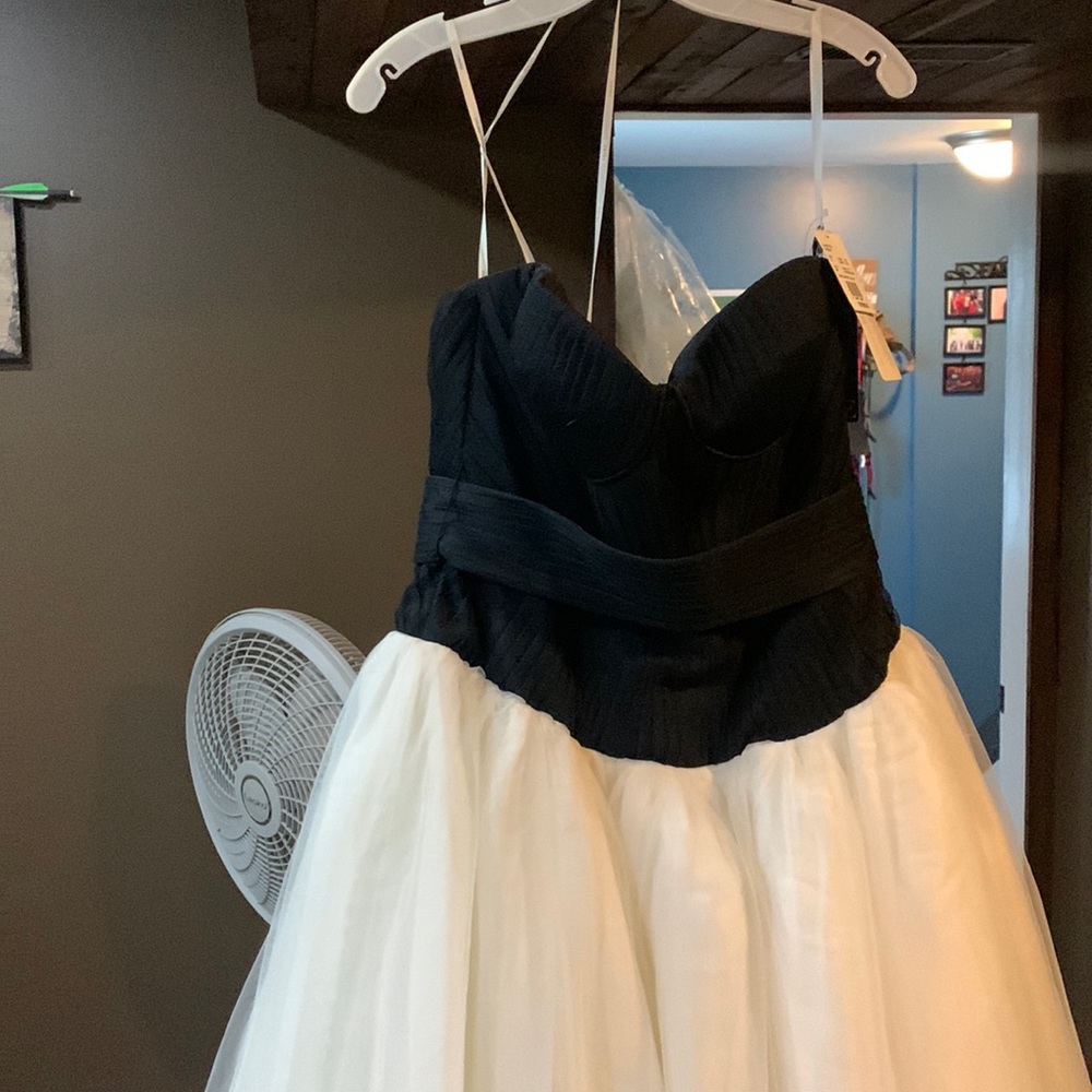 White by Vera Wang Black Corset Bodice with Ivory Ball Gown Skirt